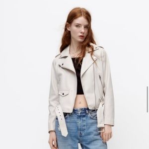 ZARA Faux Leather Jacket in Ecru